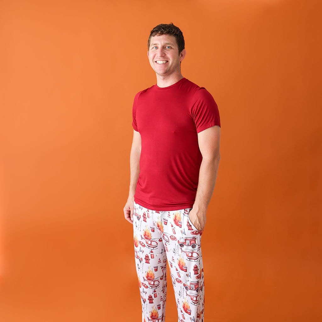 Daddy wearing Firemen Men's Short Sleeve Loungewear