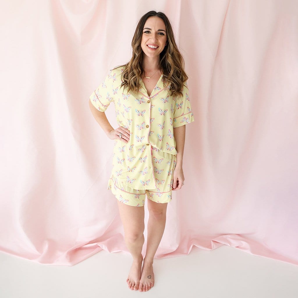 Mommy wearing Keira Women's Short Luxe Loungewear