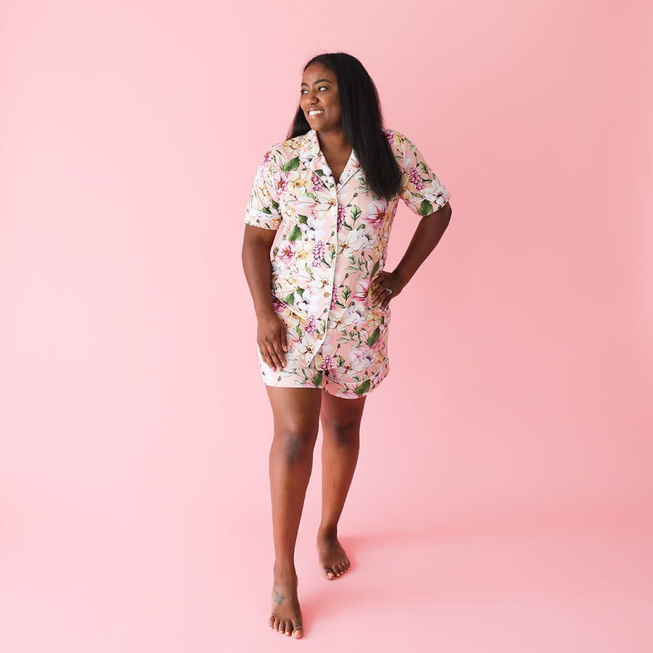 Mommy wearing Margot Women's Short Luxe Loungewear