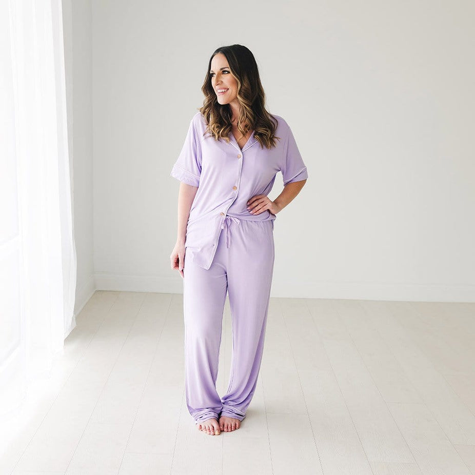 Mommy wearing Amethyst Women's Relaxed Pant Luxe Loungewear