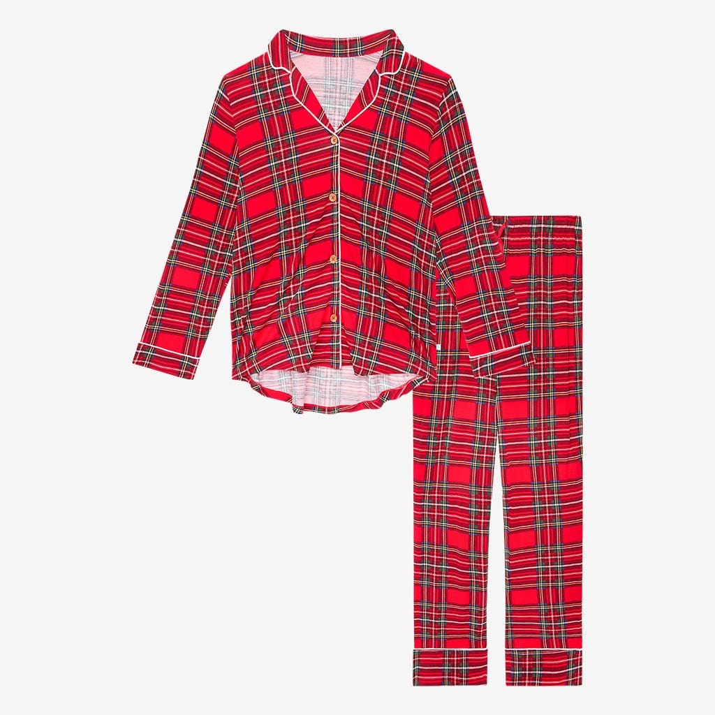 checkered Red pajama set Plaid Womens Pajamas Set Vintage Red Tartan