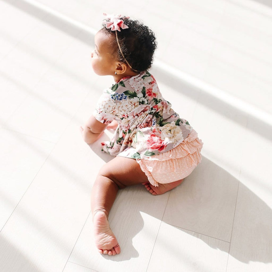 Cassie Short Sleeve Peplum Ruffled Bummie Set