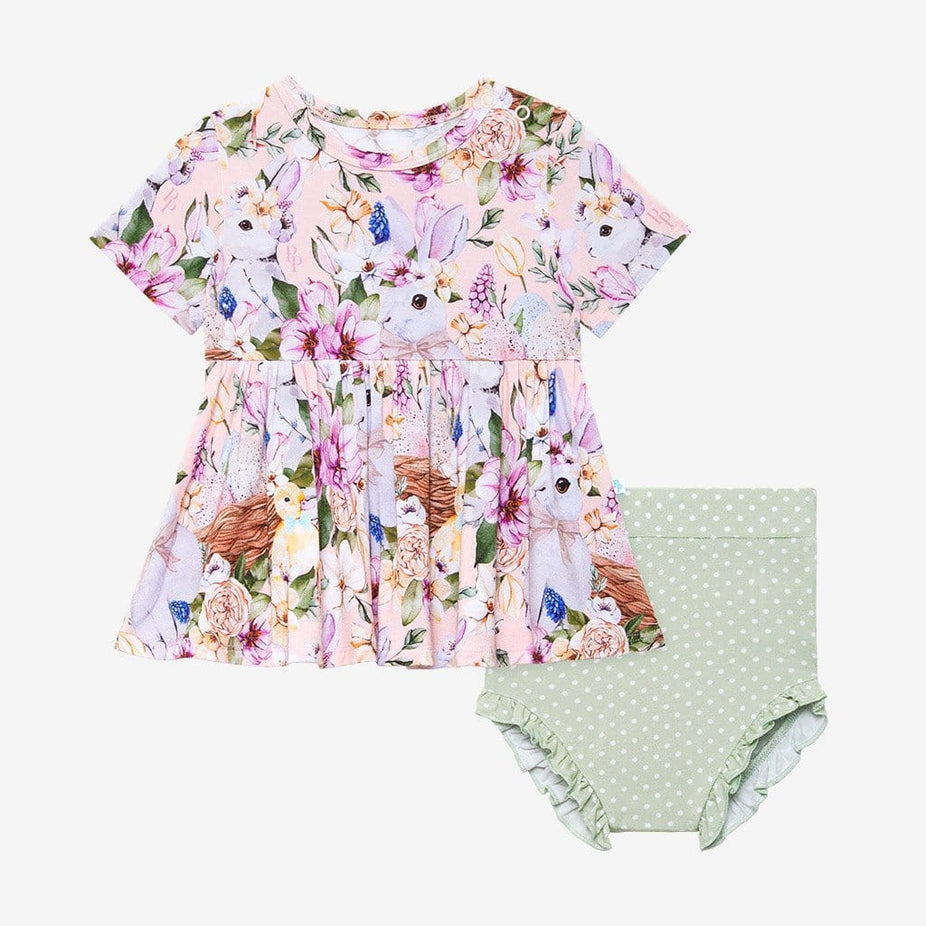 Hazel Short Sleeve Peplum Ruffled Bummie Set
