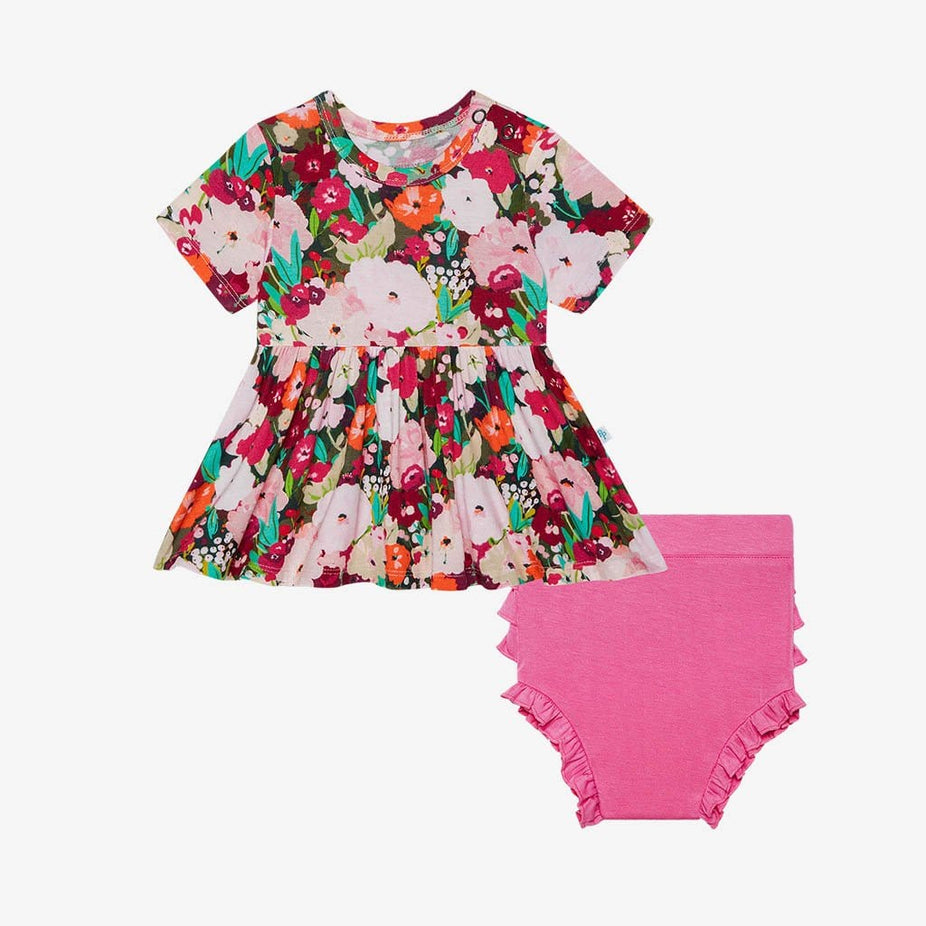 Katerina Short Sleeve Peplum Ruffled Bummie Set