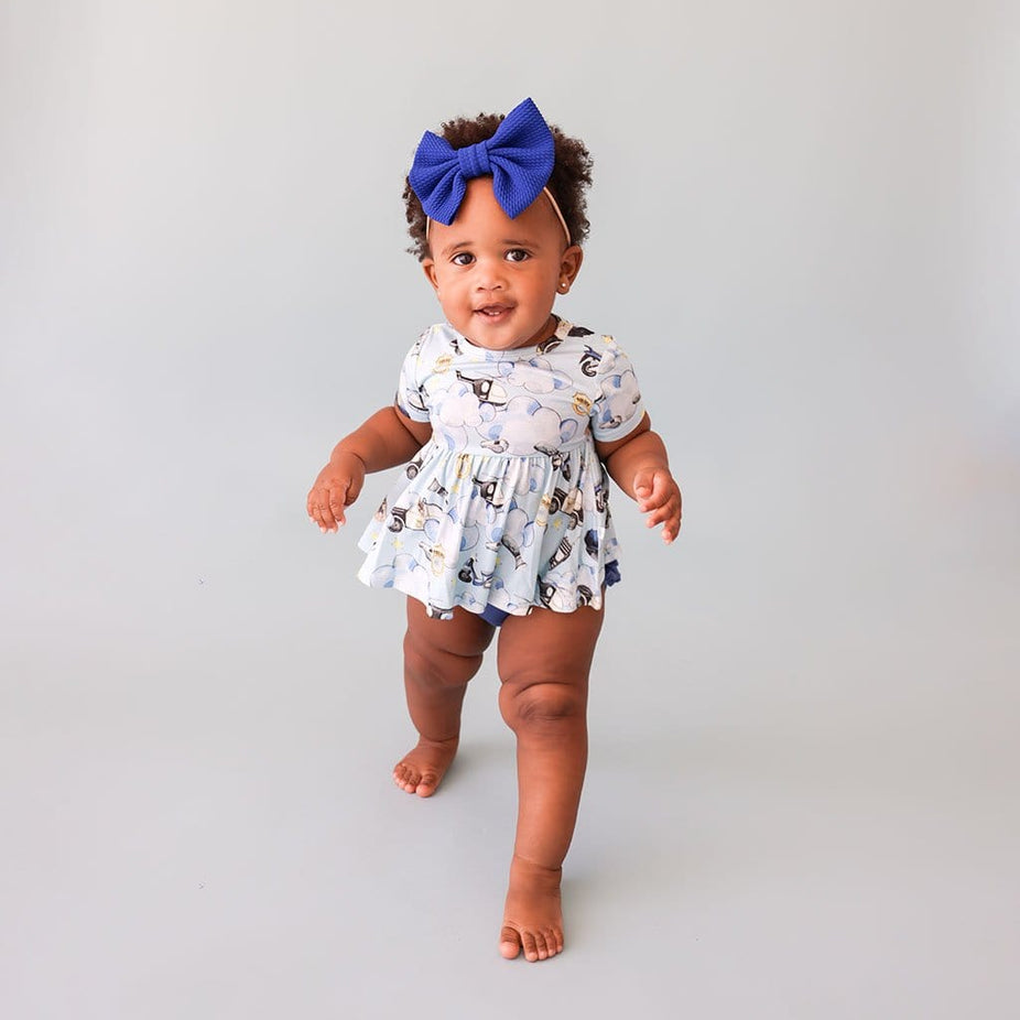 baby on Police Short Sleeve Peplum Ruffled Bummie Set