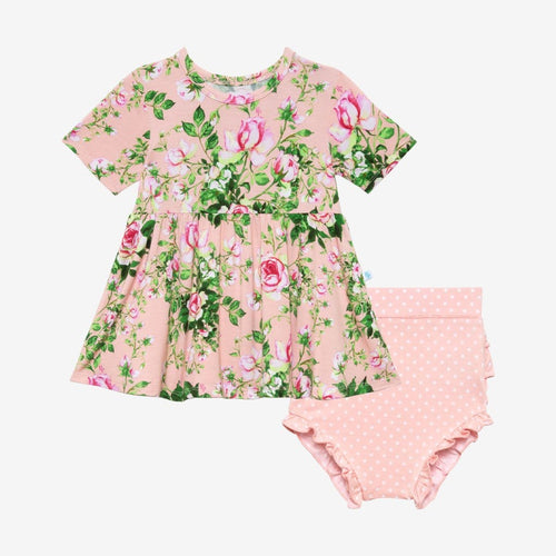 Renia Short Sleeve Peplum Ruffled Bummie Set