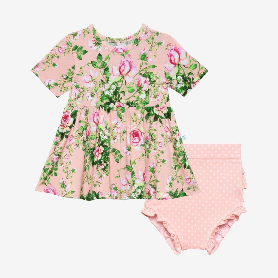 Renia Short Sleeve Peplum Ruffled Bummie Set