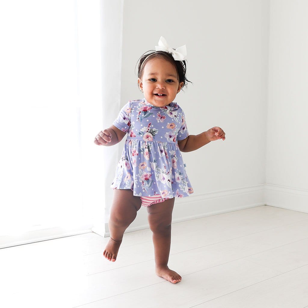 Samantha Short Sleeve Peplum Ruffled Bummie Set