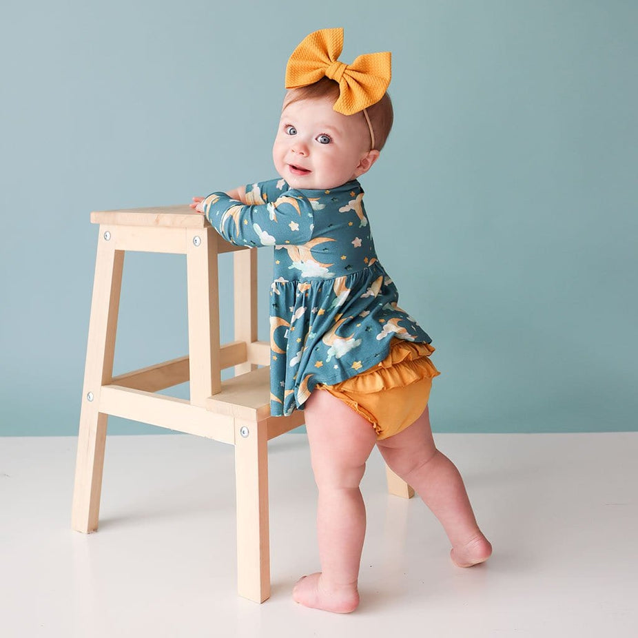 Artemis Long Sleeve Peplum Ruffled Bummie Set