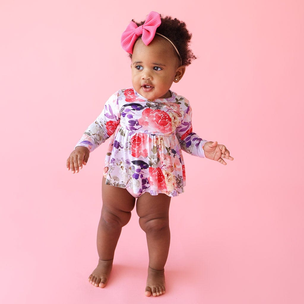 Aurora Long Sleeve Peplum Ruffled Bummie Set