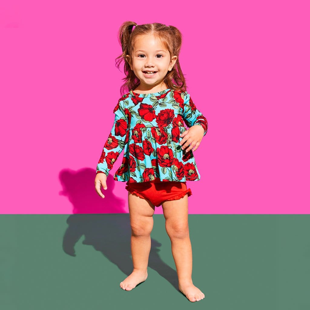 alice + olivia® Beach Bliss Long Sleeve Peplum Ruffled Bummie Set