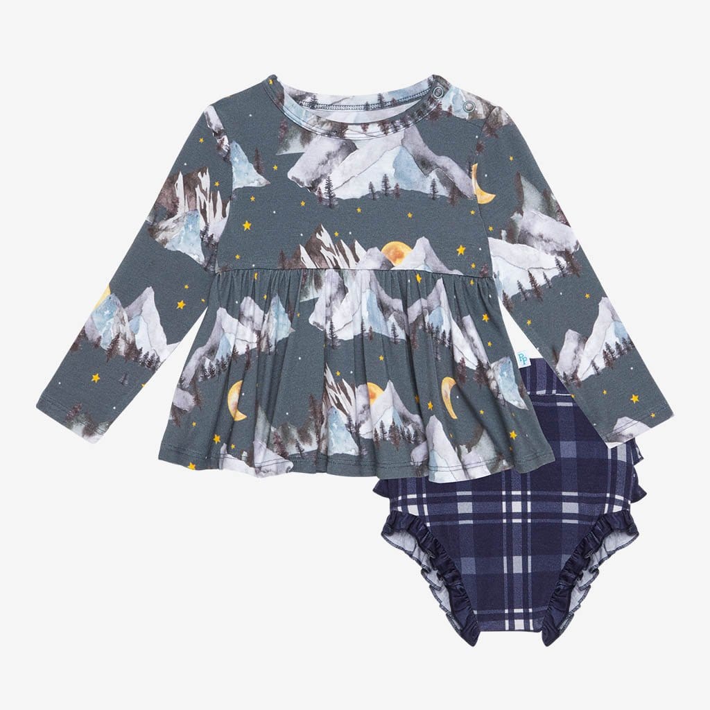 Forrester Long Sleeve Peplum Ruffled Bummie Set