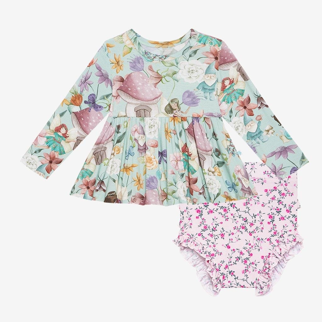 Faye Long Sleeve Peplum Ruffled Bummie Set