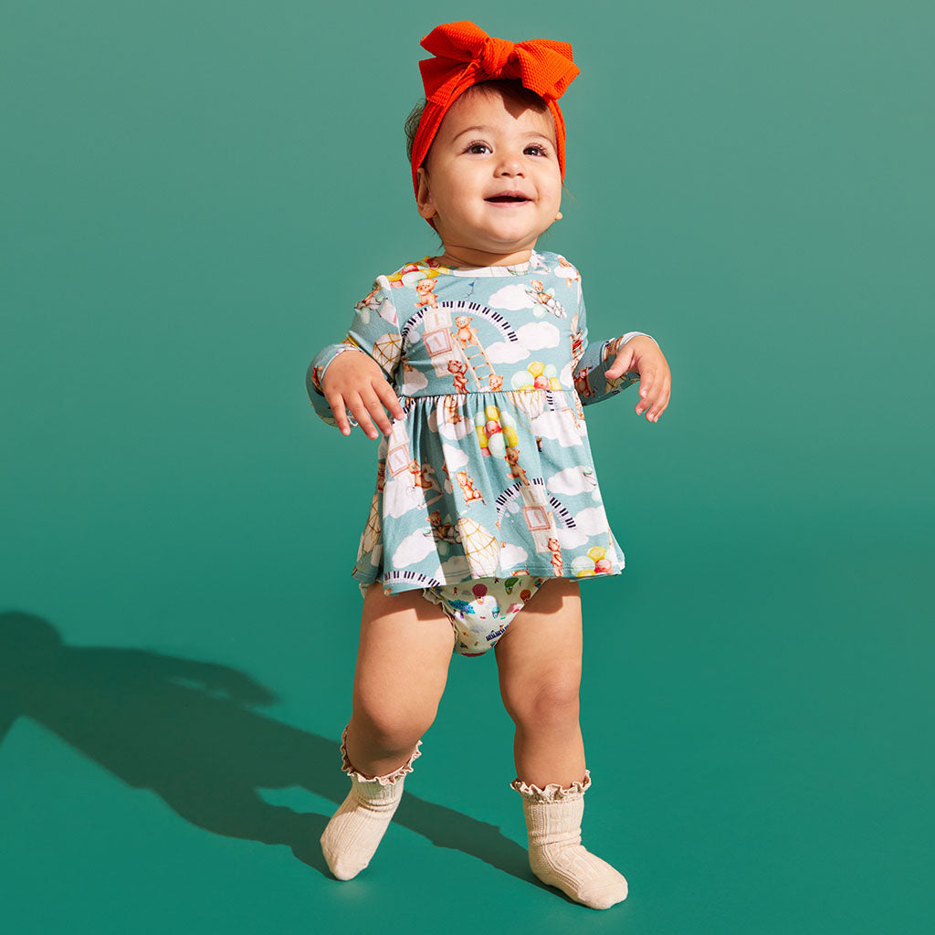FAO Schwarz® Teddy Bears Long Sleeve Peplum Ruffled Bummie Set