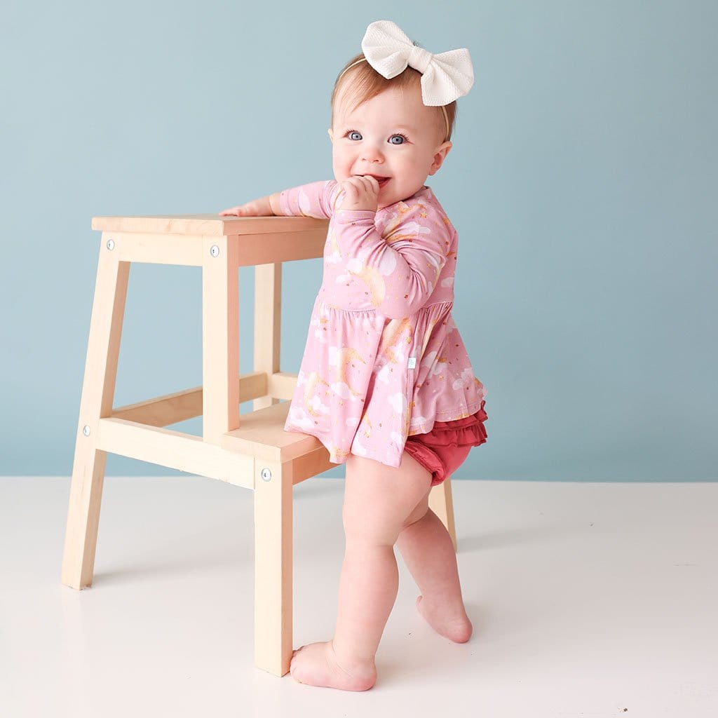 Luna Long Sleeve Peplum Ruffled Bummie Set