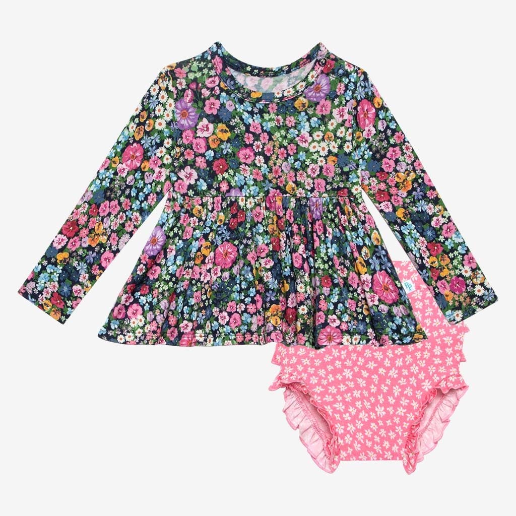 Scarlet Long Sleeve Peplum Ruffled Bummie Set Front