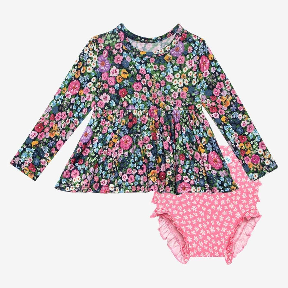 Scarlet Long Sleeve Peplum Ruffled Bummie Set Front