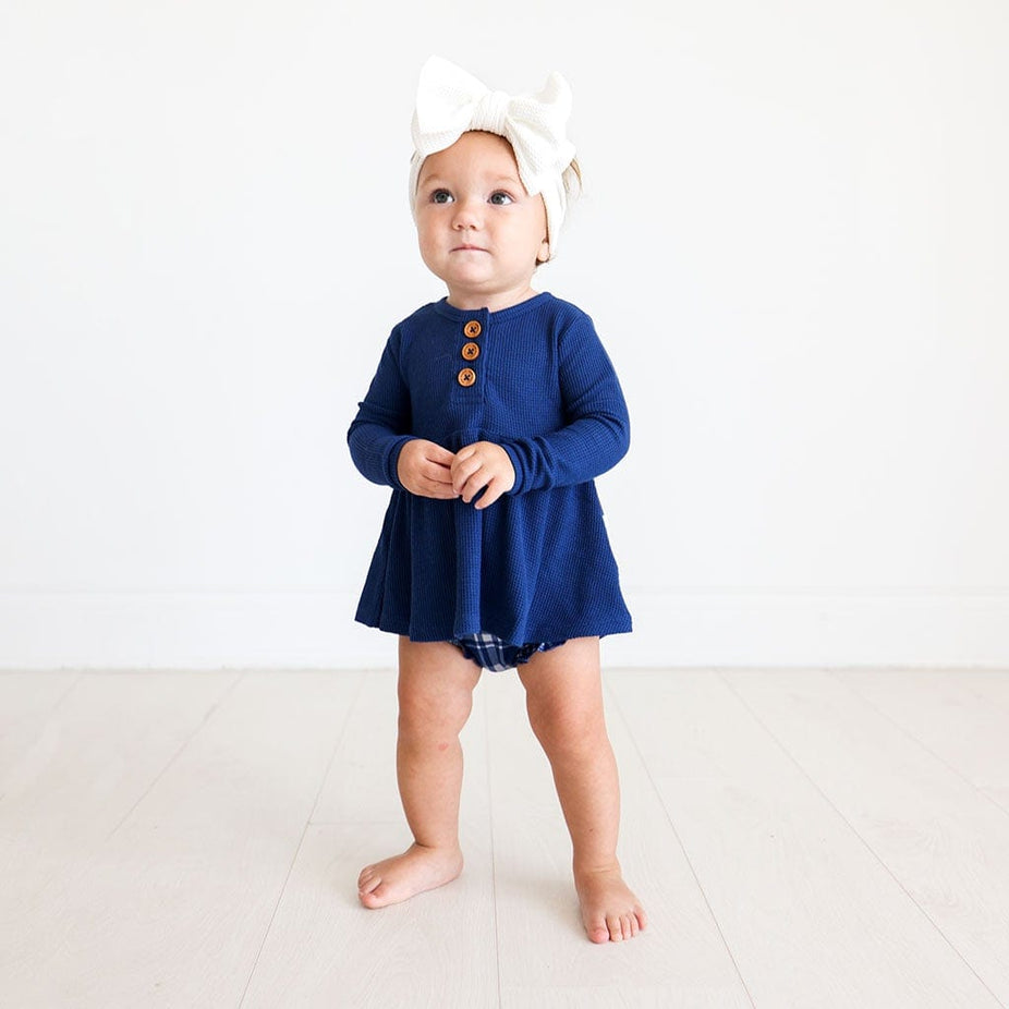 Owen Long Sleeve Henley Peplum Ruffled Bummie Set