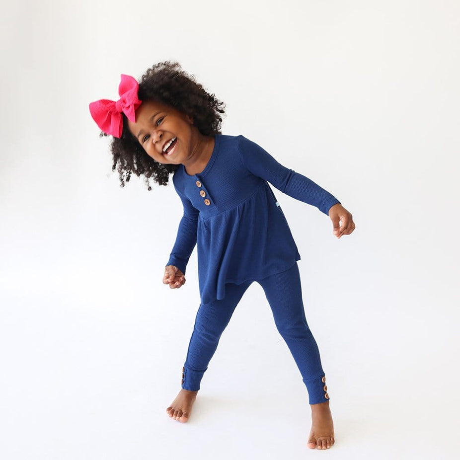 Agate Waffle Long Sleeve Henley Peplum Legging Set
