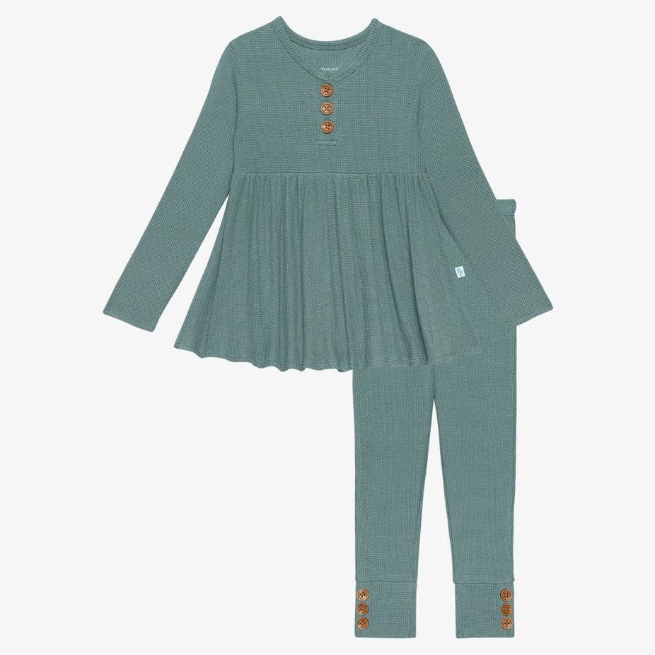 Arctic Waffle Long Sleeve Henley Peplum Legging Set