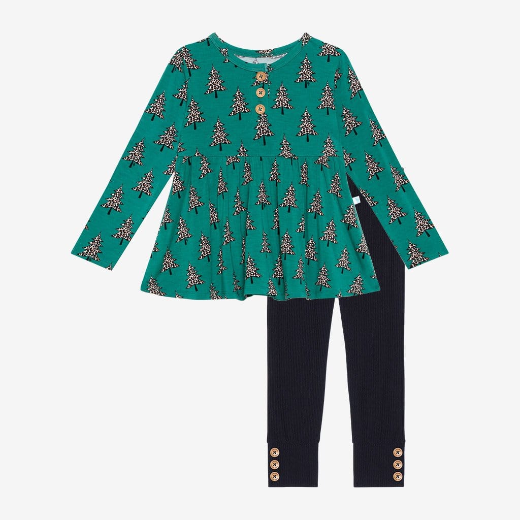 Christmas in July Long Sleeve Henley Peplum Legging Set