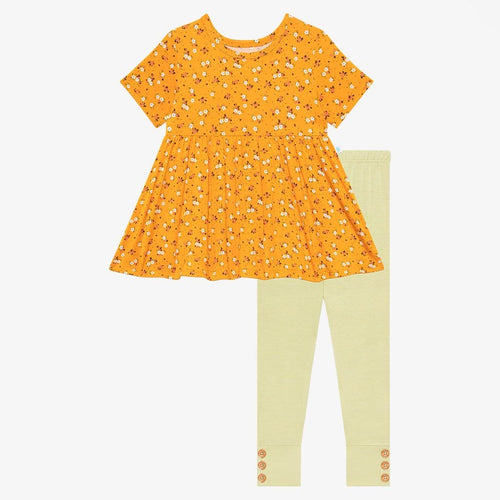 Halsey Short Sleeve Peplum Legging Set Front