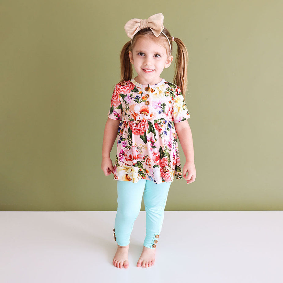 Marisol Short Sleeve Henley Peplum Legging Set