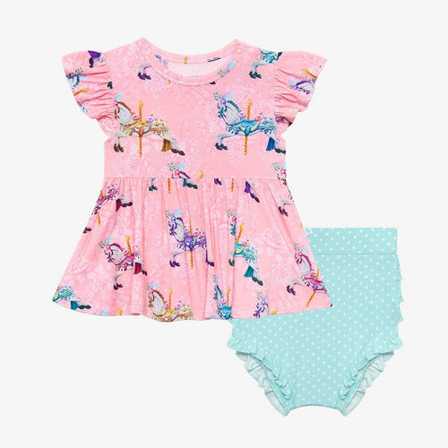 Claudine Ruffled Cap Sleeve Peplum Ruffled Bummie Set