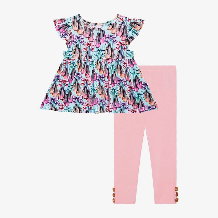 Irina Ruffled Cap Sleeve Peplum Legging Set