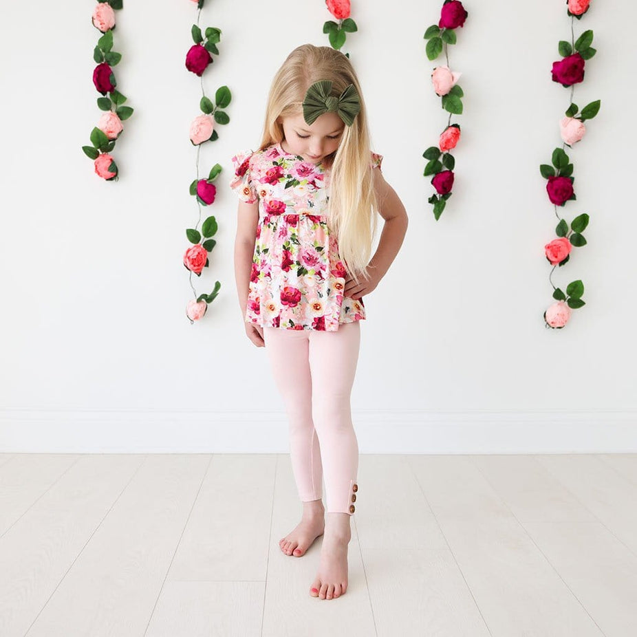 Marlene Ruffled Cap Sleeve Peplum Legging Set