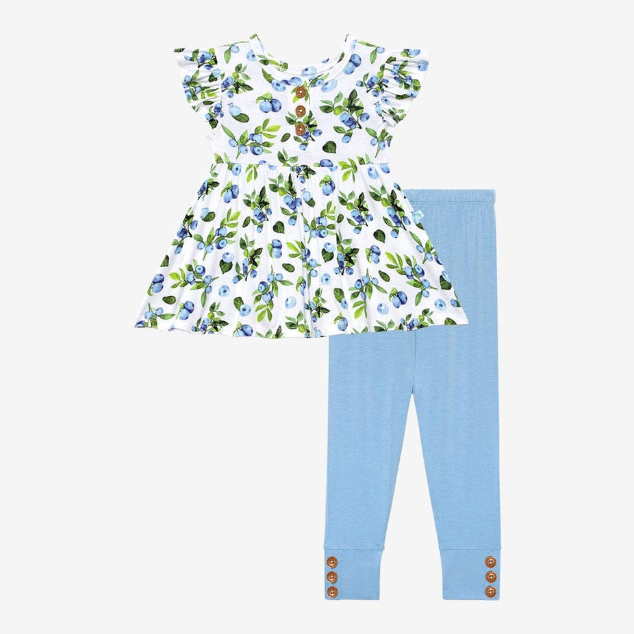 Carolina Ruffled Cap Sleeve Henley Peplum Legging Set
