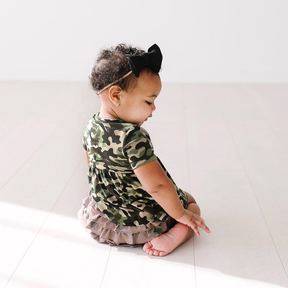 Cadet Short Sleeve Henley Peplum Ruffled Bummie Set