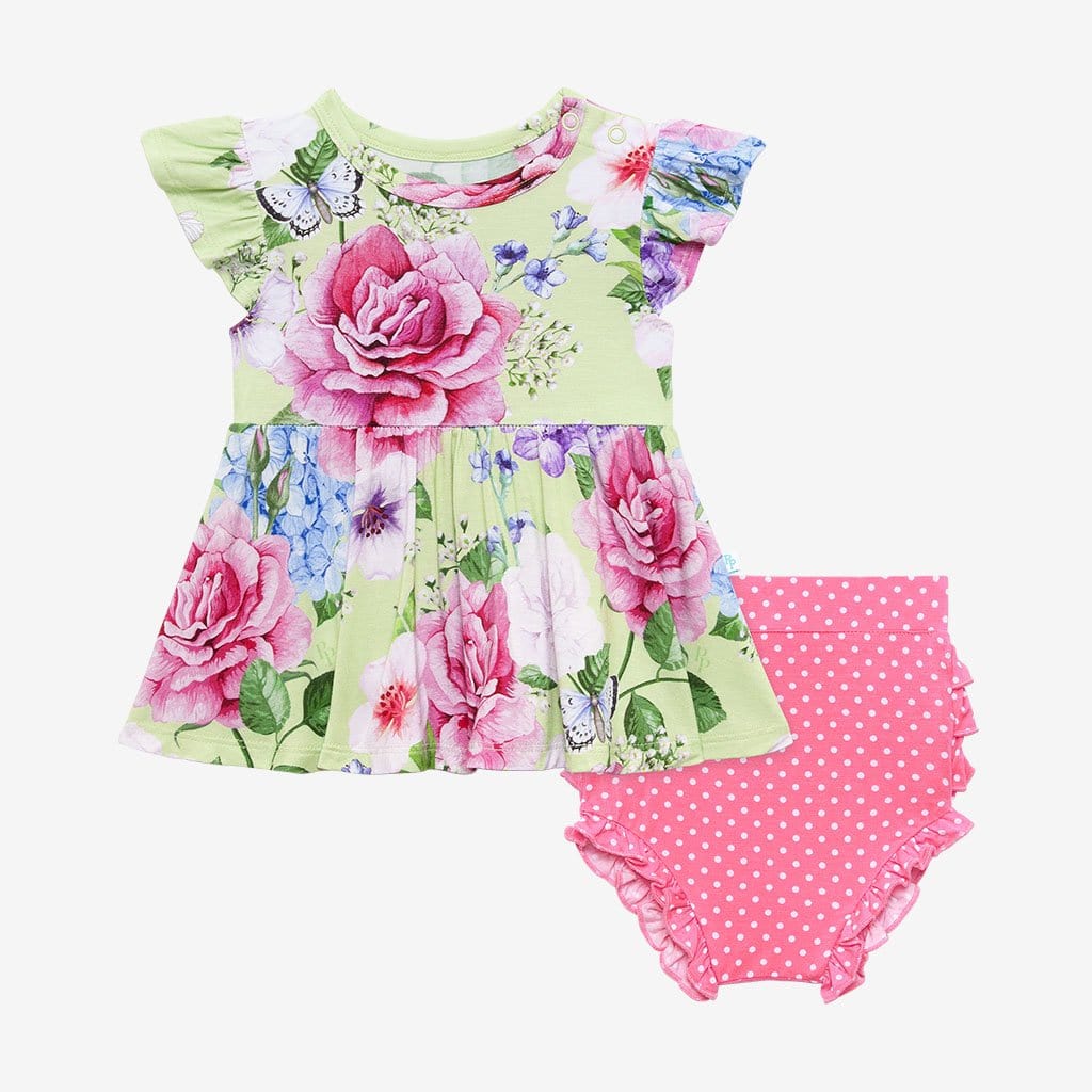 Georgina Ruffled Cap Sleeve Peplum Ruffled Bummie Set