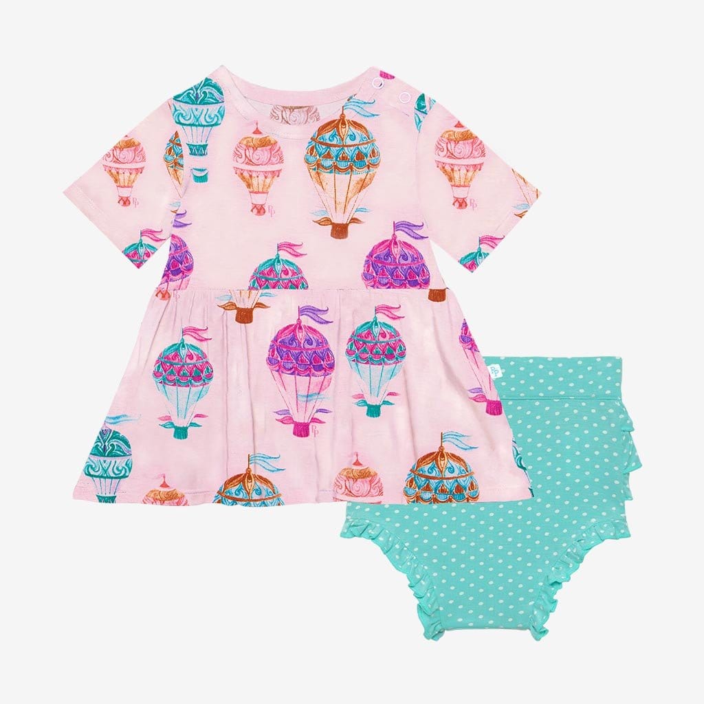 Gemma Short Sleeve Peplum Ruffled Bummie Set