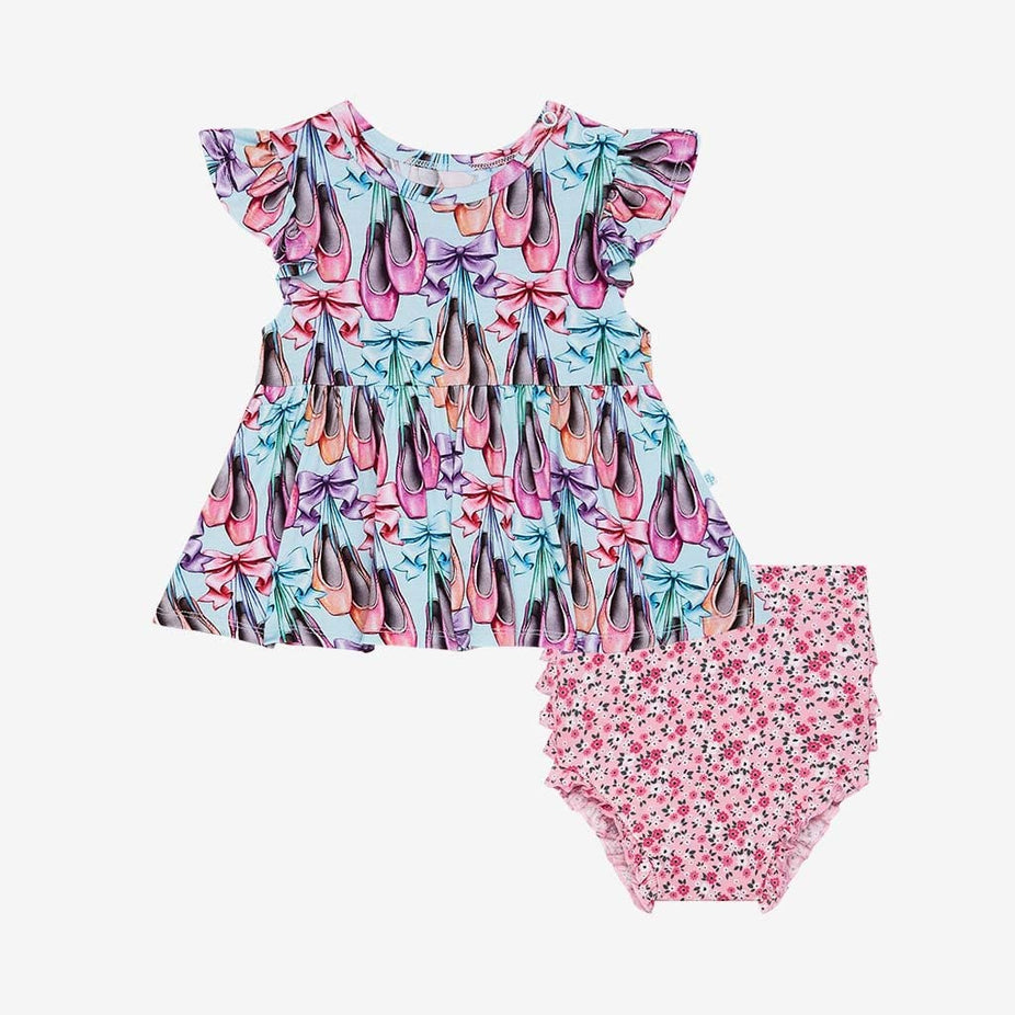 Irina Ruffled Cap Sleeve Peplum Ruffled Bummie Set