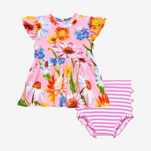 Kaileigh Ruffled Cap Sleeve Peplum Ruffled Bummie Set