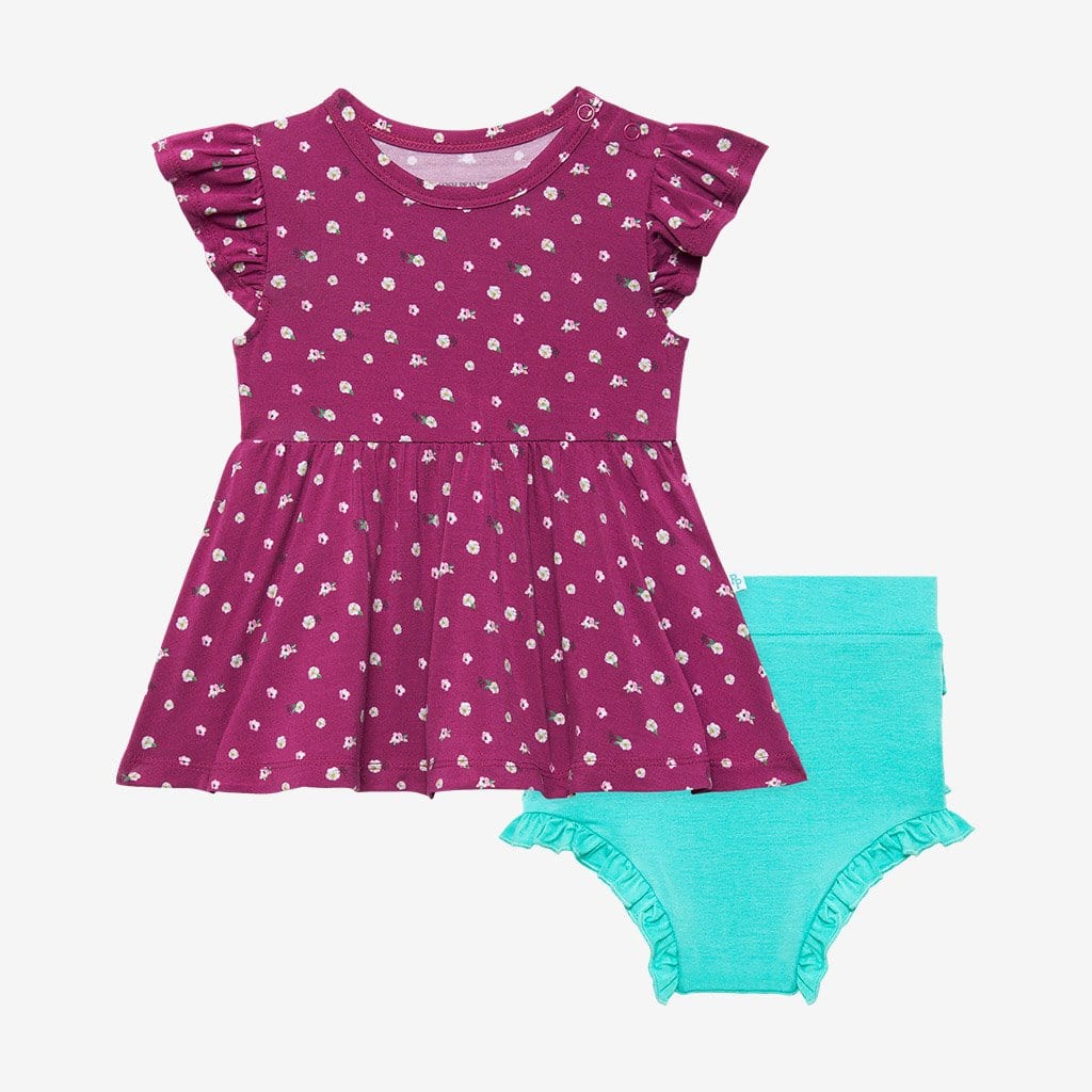 Melia Ruffled Cap Sleeve Peplum Ruffled Bummie Set