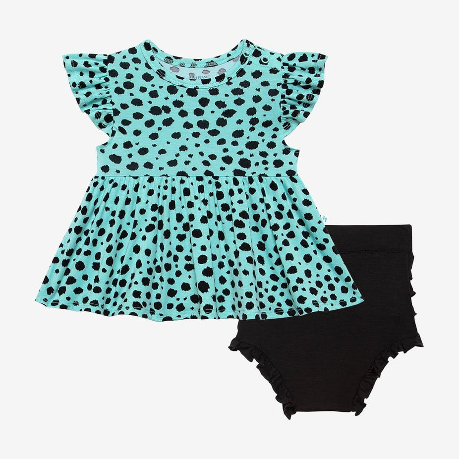 Pebbles Ruffled Cap Sleeve Peplum Ruffled Bummie Set