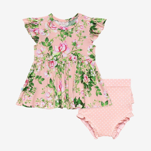 Renia Ruffled Cap Sleeve Peplum Ruffled Bummie Set