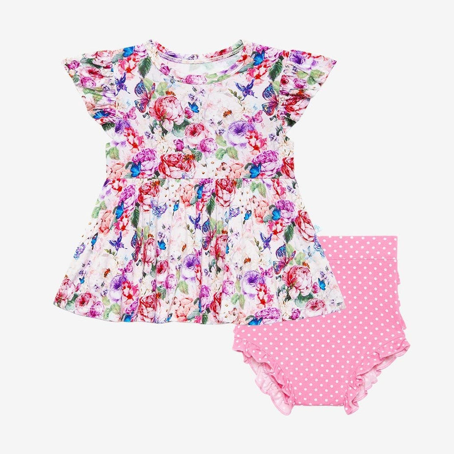 Vivienne Ruffled Cap Sleeve Peplum Ruffled Bummie Set