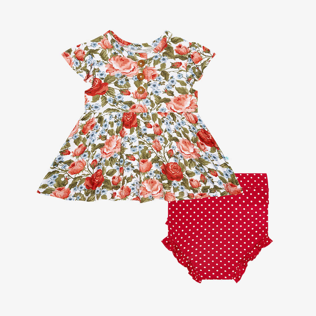 Alma Ruffled Cap Sleeve Henley Peplum Ruffled Bummie Set