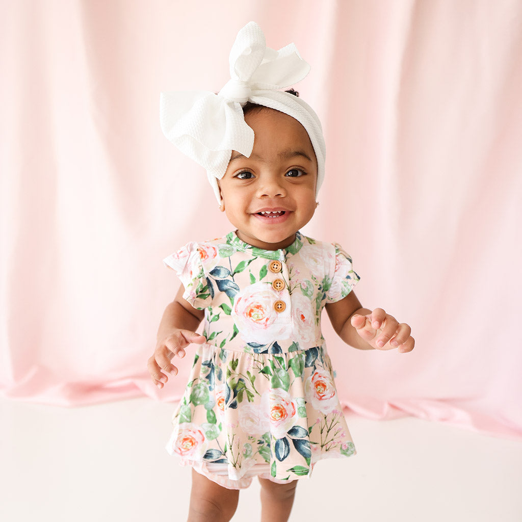 Harper Ruffled Cap Sleeve Henley Peplum Ruffled Bummie Set