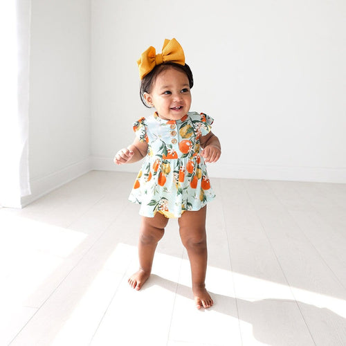 Mirabella Ruffled Cap Sleeve Henley Peplum Ruffled Bummie Set