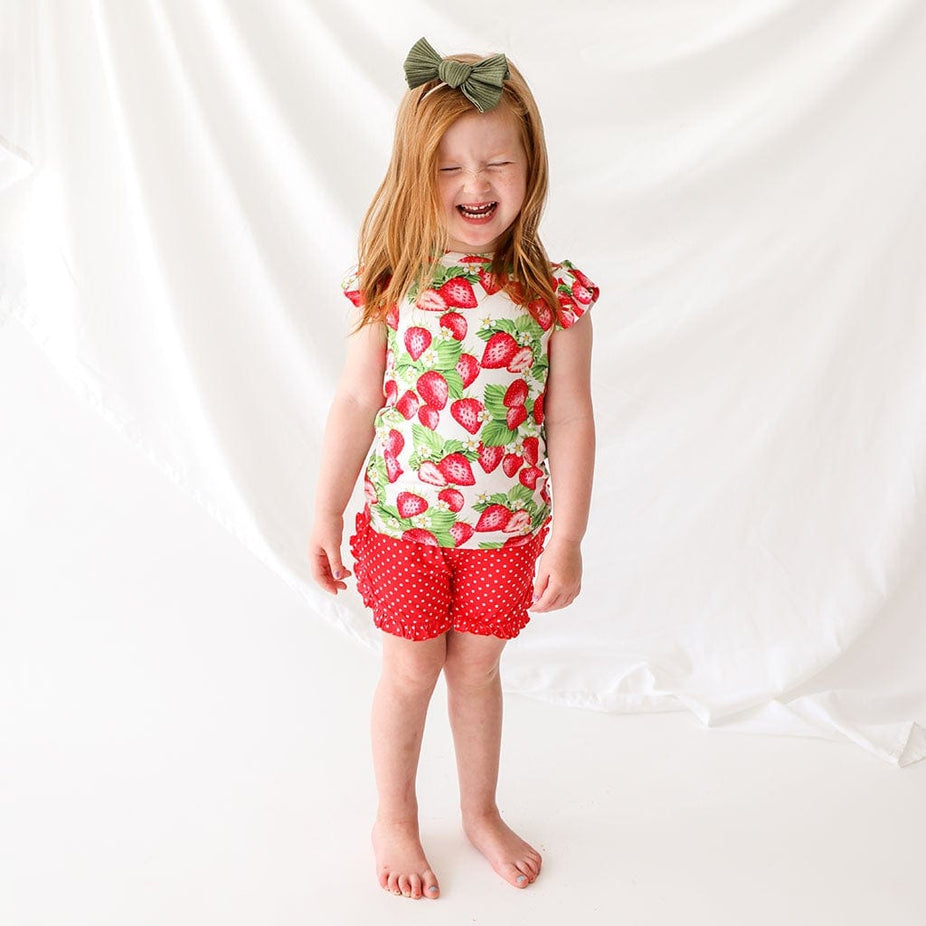 Callie Ruffled Cap Sleeve Top Ruffled Short Set