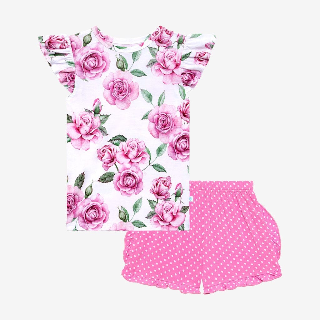 Eden Ruffled Cap Sleeve Top Ruffled Short Set