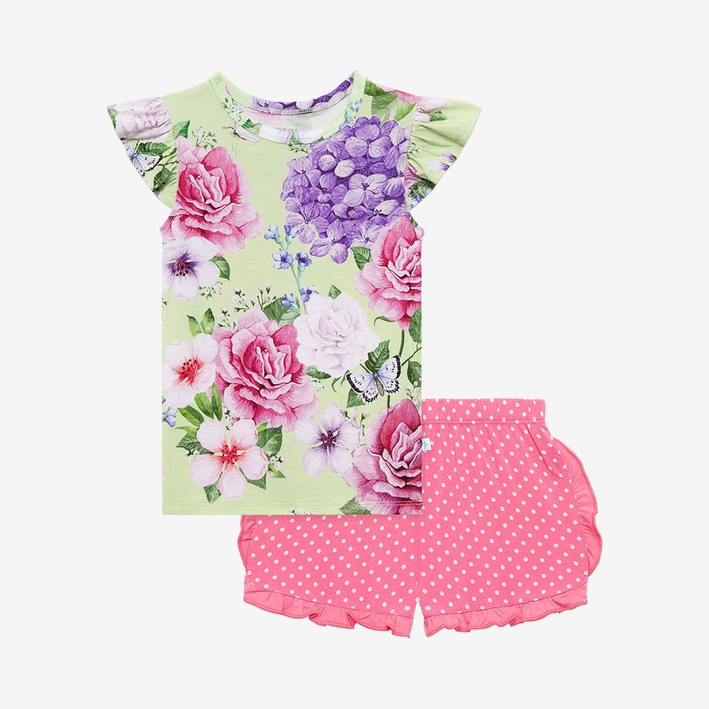 Georgina Ruffled Cap Sleeve Top Ruffled Short Set