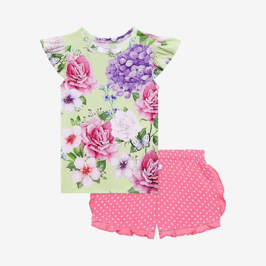 Georgina Ruffled Cap Sleeve Top Ruffled Short Set