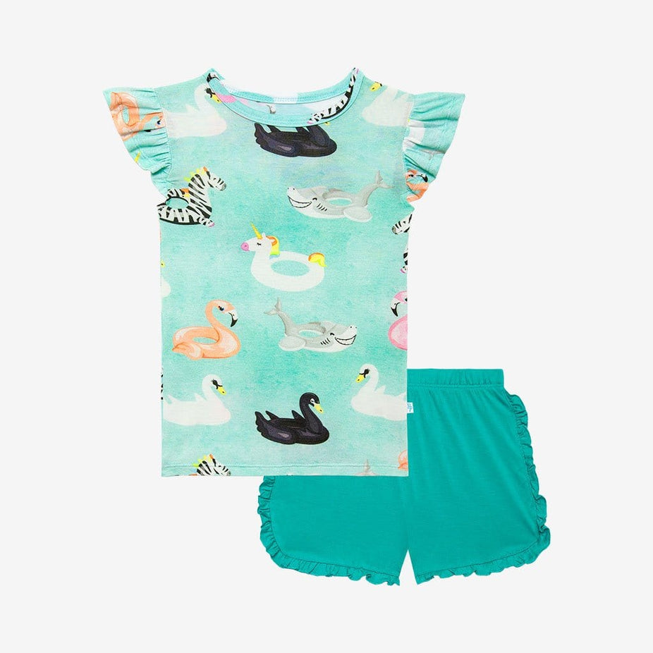 Lenny Ruffled Cap Sleeve Top Ruffled Short Set