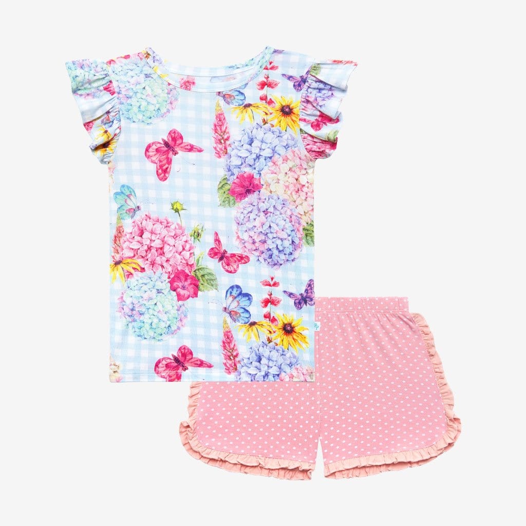 Nicolette Ruffled Cap Sleeve Top Ruffled Short Set