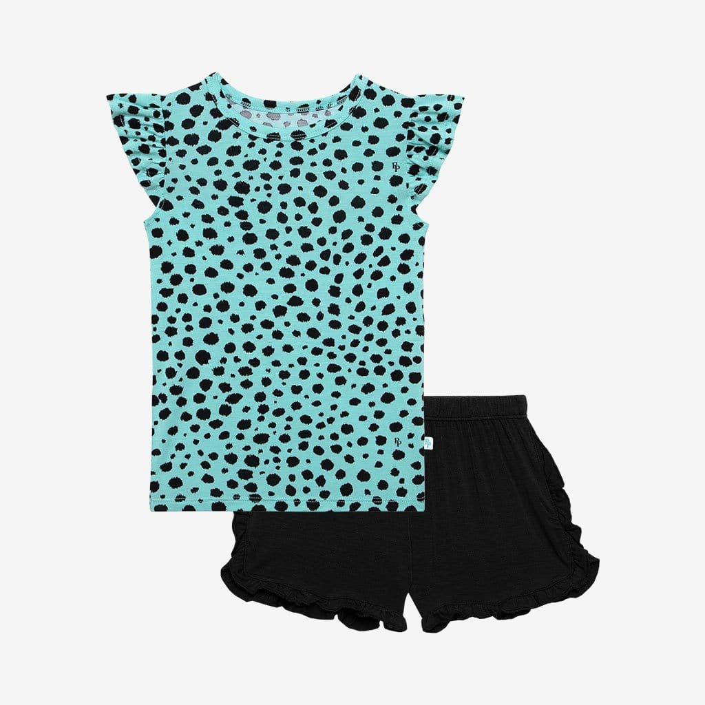Pebbles Ruffled Cap Sleeve Top Ruffled Short Set